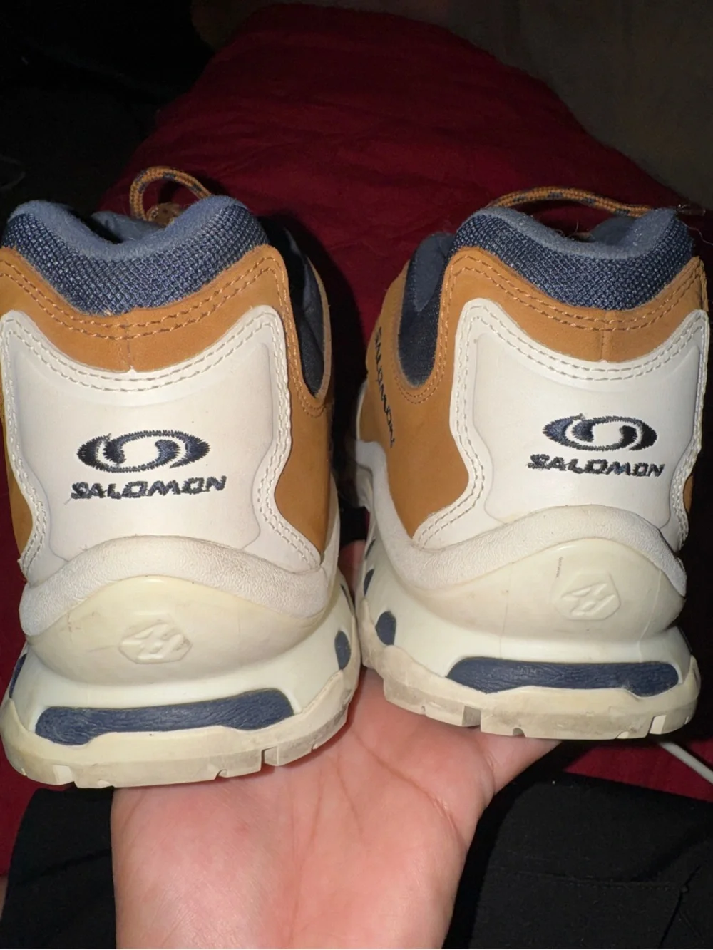 Salomon Brown and Navy Outdoor Trail Boots